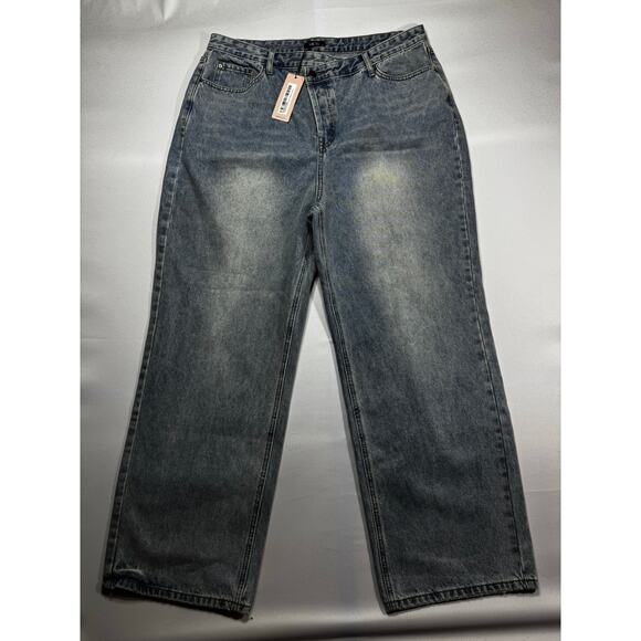 Micas Denim - NWT Micas Women's Criss Cross Button Fly Wide Leg Denim Jeans - Size XXL (37x30)